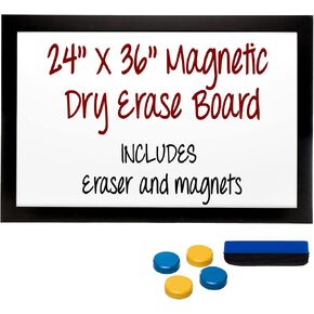Excello Global Products Rustic Wooden Magnetic Dry Erase Whiteboard, 24"x36"