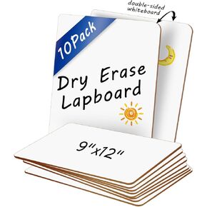 10 Pack Double Sided Dry Erase Board Classroom Pack 12'' x 9'' Small Whiteboards for Office Teachers Students Schools Supplies Thickness 3mm Mini Answer Paddles Easy to Wipe