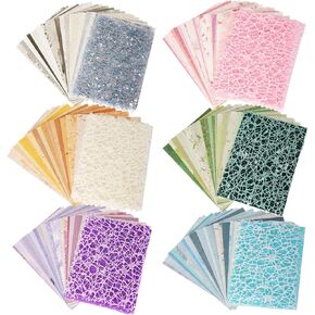 مجموعة متنوعة من 156 قطعة من ورق القصاصات المصنوعة يدويًا ونسيج شبكي - 6 عبوات من الورق الخاص المختلط لمستلزمات يوميات القصاصات غير المرغوب فيها مواد DIY 4 × 5.5 بوصة in Kuwait