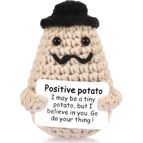 Draupnir Positive Potato, 3 inch Mini Funny Knitted Wool Potato Toy with Positive Card,Cute Creative Positive Life Doll Potato for Birthday Gift Encouragement Decoration Party