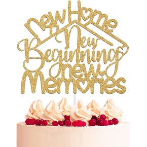 New Home New Beginning New Memories Cake Topper, New Home Gift Ideas, Welcome Home Gifts For Women Men, Realtor Gift, New Home Celebrating Housewarming Party Decorations Supplies