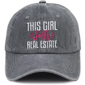 This Girl Sells Real Estate Baseball Cap for Women, Embroidered Adjustable Cotton Hat