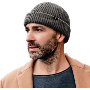 TOP-EX Oversized L/XL/XXL Merino Wool Blend Short Fisheman Beanie Lightweight Warm Hat for Cold Weather Winter