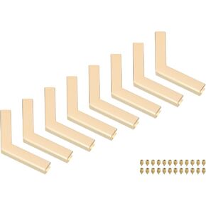 uxcell 8 Pcs Purse Corner, Corner Protector Decorative Buckle Handbags Leather Clip Edges Handbag Hollow Corner for DIY Bag Making, Brass