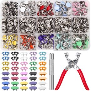 JOJOPLAY Snaps Buttons with Fastener Pliers Press Tool Kit Hollow Solid for Sewing DIY Crafrs Clothes Jeans (10 Colors /800 Pieces)