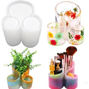 [Update 2022] Resin Silicone Mold,Silicone 3-in-1 Storage Box Mold,DIY Flower Craft Jewelry Storage Make-up Brushes Trinket Holder Home Decor