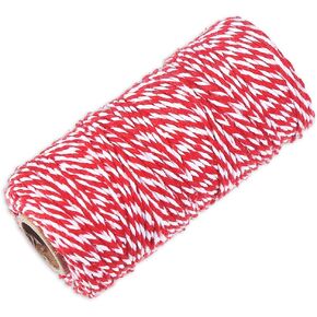 CCINEE 656 FT Red and White Bakers Twine, Cotton Packing Twine String Rope Wrapping Arts Crafts, 2mm