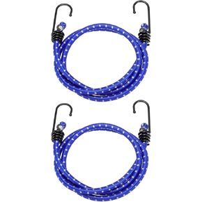 HARFINGTON 2Pcs Bungee Cord with Hooks 40" Rubber Bungee Cords Heavy Duty Tie Down Straps with Metal Hooks for Outdoor Camping Straps, Blue