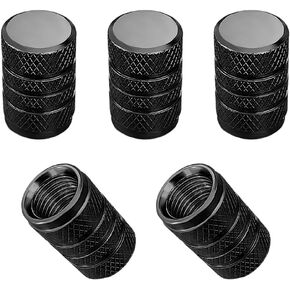 5 PCS Tire Valve Stem Caps, Aluminum Leak-Proof Tyre Valve Cap Replacements, Valve Stem Caps for Most Cars, Trucks, Motorcycles, Bicycles, Universal Car Accessories (Silver)