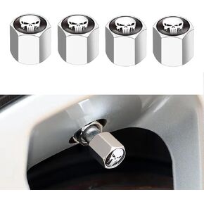 4 PCS Skull Tire Valve Stem Caps for Car, Airtight Dust Proof Tires Air Caps Cover, Universal Tire Air Valve Caps for Cars, Trucks, Bicycles (Red)