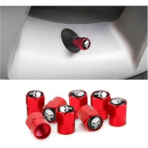Skull Car Tire Valve Stem Caps, 8PCS Wheel Airtight Dust Proof Covers, Skeleton Tire Air Pressure Caps, Auto Decoration Accessories Universal for SUV, Bike, Bicycle, Truck, Motorcycle (White/Black)