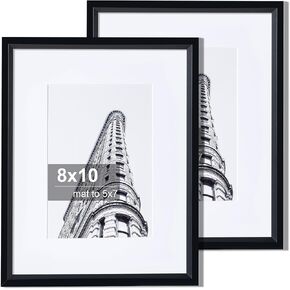 Axeman 16x20 Picture Frame Set of 2, Display 11x14 Pictures with Mat or 16x20 without Mat, Thin Border Wall Gallery Photo Frames for Wall and Tabletop Display, Gold
