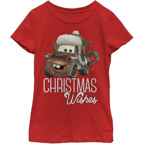 Pixar Disney Cars Tow Mater Christmas Wishes Portrait Girls T-Shirt