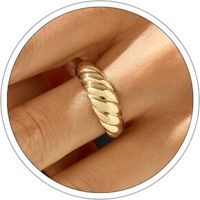 Otxas 18K Gold Plated Chunky Rings for Women Open Adjustable Ring Stackable rings for Men Statement Gold Rings That Don't Tarnish