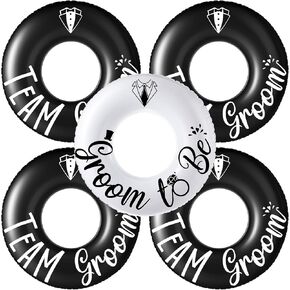 5 Pcs Groom Pool Float 48 Inch Swim Rings Funny Bachelor Party Decorations Inflatable Pool Tubes for Adults Team Groom Pool Floaties Party Favors for Bachelor Groom to Be Shower Party