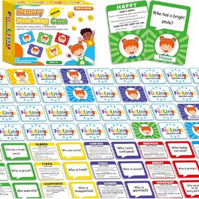 gisgfim Feelings Emotion Cards Match Game Social Emotional Learning Activities Social Emotion Skills Educational Memory Matching Game Flash Card for Calm Down Corner Supplies Preschool Kindergarten