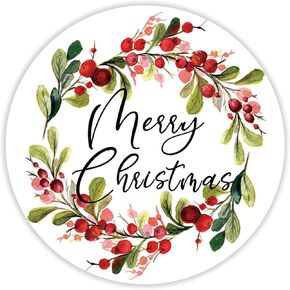 1000Pcs Merry Christmas Stickers Roll Watercolor Holly Berry Decals Adhesive Sealing Labels for Xmas Party Favor Supplies