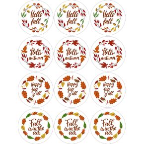 Lucleag Hello Fall Stickers for Kids, Fall Leaves Wreath Stickers Happy Autumn Fall Stickers for Candy Envelope Seals Gift Card Stickers Fall Thanksgiving Party Favors Decor 360PCS