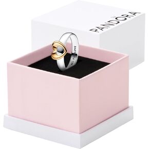 PANDORA Radiant Two-Tone Sliding Heart Ring - Stackable Ring - Sterling Silver & 14K Gold-Plated - Gift for Her - Jewelry for Women with Gift Box