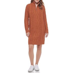 Calvin Klein Women's Argyle Knit 1/4 Zip Sweater Dress