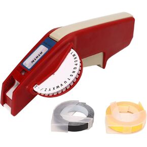 Tnfeeon Embossing Label Maker Clear Number Letter One Hand ABS Label Making Embosser for Label DIY (Black)