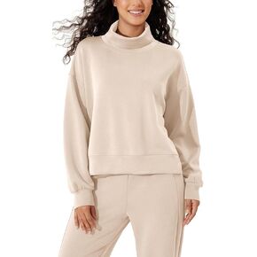 ODODOS Modal Soft Split Hem Turtleneck Sweatshirts for Women Long Sleeve Casual Pullover Top
