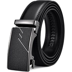 FEFLO Belts for Men Leather Black - Classic Adjustable Leather Belt Ratchet Belt Waist Belt for Jeans Trousers Suits Gifts