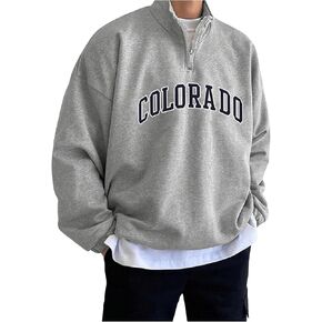 SOLY HUX Men's Letter Graphic Sweatshirts Long Sleeve Quarter Zip Stand Collar Casual Pullover Tops