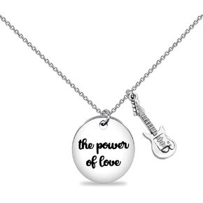 BEKECH Back To Future Musical Theatre Necklace Guitar Necklace The Power of Love Musical Jewelry Fans Gifts
