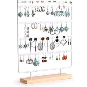 Earring Display Stands, Large Earring Holder Organizer Stand, 5-Tier Earring Rack with 110 Holes (White)