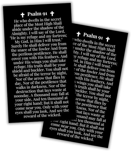Psalms 91 Bible Verse Wallet Card in Black | 30pk 2x3.5" Prayer Card Umbrella of Protection Shelter Whoever Dwells Rest in Shadow Poster Art Bracelet Driving Keychain First Time Drivers Angel in Saudi Arabia