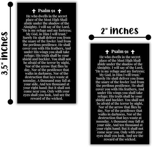 Psalms 91 Bible Verse Wallet Card in Black | 30pk 2x3.5" Prayer Card Umbrella of Protection Shelter Whoever Dwells Rest in Shadow Poster Art Bracelet Driving Keychain First Time Drivers Angel in Saudi Arabia