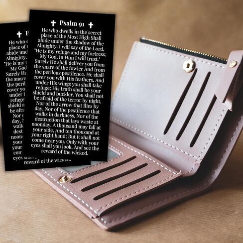 Psalms 91 Bible Verse Wallet Card in Black | 30pk 2x3.5" Prayer Card Umbrella of Protection Shelter Whoever Dwells Rest in Shadow Poster Art Bracelet Driving Keychain First Time Drivers Angel in Saudi Arabia