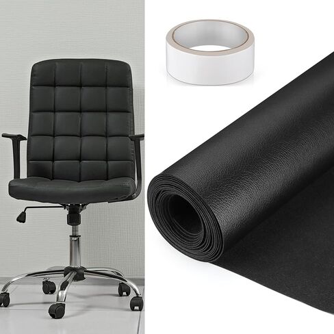 Windkream Marine Vinyl Fabric 3 Yard 54" Wide by 3 Yards Upholstery Faux Leather with Double Sided Tape Black Soft Faux Leather Sheets Fake Leather for Boat Sofa Bags Chair Car DIY Crafts in Kuwait