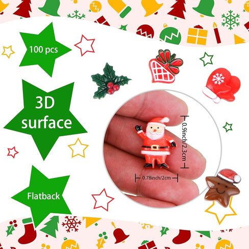 50 Pcs Mini Christmas Ornaments Flatback Resin Charms Christmas Craft Supplies Cute Christmas Embellishment for Craft Making, Ornament Scrapbooking, DIY Crafts in Saudi Arabia