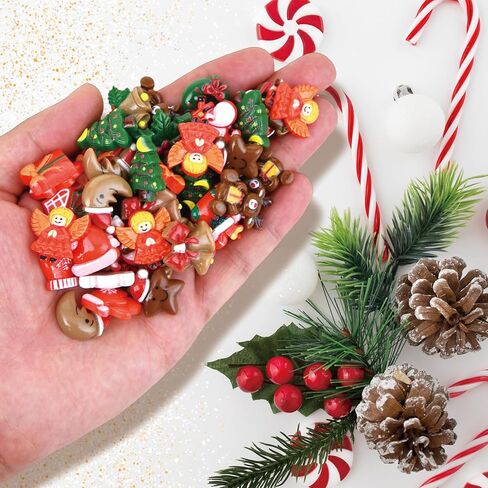 50 Pcs Mini Christmas Ornaments Flatback Resin Charms Christmas Craft Supplies Cute Christmas Embellishment for Craft Making, Ornament Scrapbooking, DIY Crafts in Saudi Arabia