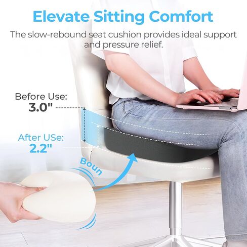 AMOOS Stylish Pink Seat Cushion, Ergonomic Wider Office Chair Cushion Enhances Posture with Lasting Support for Sciatica & Hip Pain Relief, Memory Foam Cushion for Office & Home Chair, Car Seat in Saudi Arabia