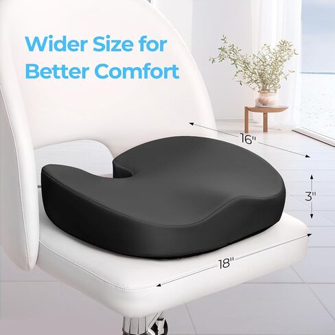 AMOOS Stylish Pink Seat Cushion, Ergonomic Wider Office Chair Cushion Enhances Posture with Lasting Support for Sciatica & Hip Pain Relief, Memory Foam Cushion for Office & Home Chair, Car Seat in Saudi Arabia