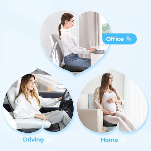 AMOOS Stylish Pink Seat Cushion, Ergonomic Wider Office Chair Cushion Enhances Posture with Lasting Support for Sciatica & Hip Pain Relief, Memory Foam Cushion for Office & Home Chair, Car Seat in Saudi Arabia