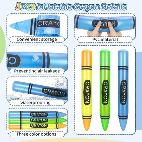 43-Inch Inflatable Pencil Giant Blow Up Pencil Colorful Inflatable Crayons, Birthday Party Supplies, and Room Decoration (Yellow, 43in) in Saudi Arabia