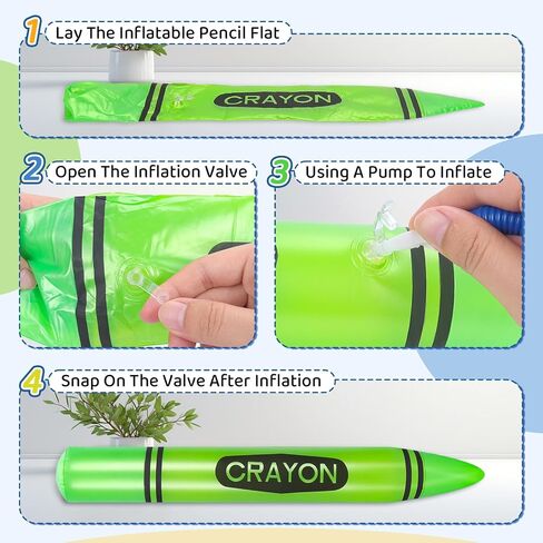 43-Inch Inflatable Pencil Giant Blow Up Pencil Colorful Inflatable Crayons, Birthday Party Supplies, and Room Decoration (Yellow, 43in) in Saudi Arabia