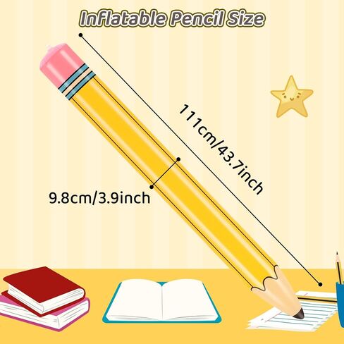 43-Inch Inflatable Pencil Giant Blow Up Pencil Colorful Inflatable Crayons, Birthday Party Supplies, and Room Decoration (Yellow, 43in) in Saudi Arabia