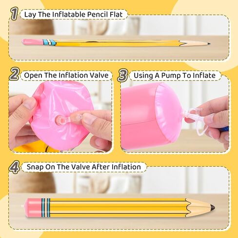43-Inch Inflatable Pencil Giant Blow Up Pencil Colorful Inflatable Crayons, Birthday Party Supplies, and Room Decoration (Yellow, 43in) in Saudi Arabia