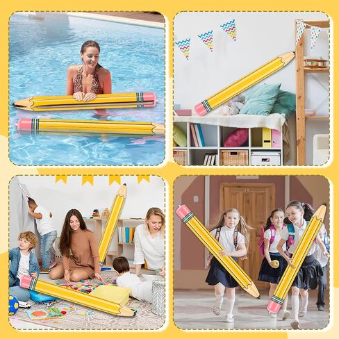 43-Inch Inflatable Pencil Giant Blow Up Pencil Colorful Inflatable Crayons, Birthday Party Supplies, and Room Decoration (Yellow, 43in) in Saudi Arabia