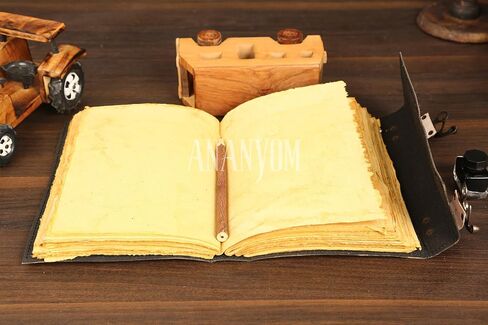 Handmade Leather Journal, Vintage Color, Tree of Life Hand Embossed Design, Genuine Leather Notebook Diary,Sketchbook with Two Brass Clasp Lock, Journal for Men & Women, Office Journal Deckle in Saudi Arabia