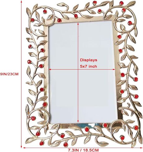 Cut-Out Metal Floral Picture Frame Antique gold branches Textured Photo Frames 5x7 inch with High Definition Glass, Perfect for Home Decorative Holiday Gift, Xmas Holiday Profile Display Photos for Wall or Tabletop,Vertical or Horizontal (Gold, 5x7) in Saudi Arabia