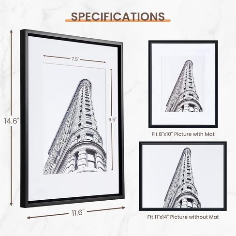 Axeman 11x14 Picture Frame Gold | 11 x 14 Picture Frame with Mat for 8x10 | 11 by 14 Plastic Picture Frame with Plexiglass Set of 1 | Wall Mount Display Vertically or Horizontally - Gold in Kuwait