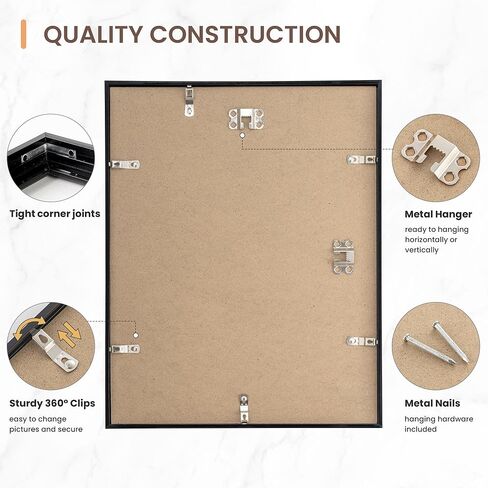 Axeman 11x14 Picture Frame Gold | 11 x 14 Picture Frame with Mat for 8x10 | 11 by 14 Plastic Picture Frame with Plexiglass Set of 1 | Wall Mount Display Vertically or Horizontally - Gold in Kuwait