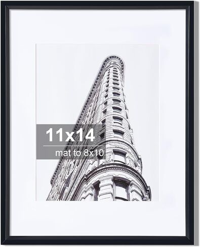 Axeman 11x14 Picture Frame Gold | 11 x 14 Picture Frame with Mat for 8x10 | 11 by 14 Plastic Picture Frame with Plexiglass Set of 1 | Wall Mount Display Vertically or Horizontally - Gold in Kuwait