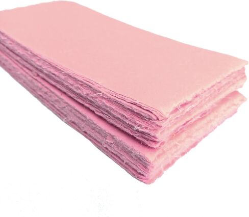 Deckle Papers® Blank Wedding Invitation Card Stock, Baby Shower Card Stock Handmade Cotton Paper, Wedding Paper, Calligraphy Paper, Rag Paper 150gsm Blank Card Stock -3x9" (Pack of 100) (Pink) in Saudi Arabia